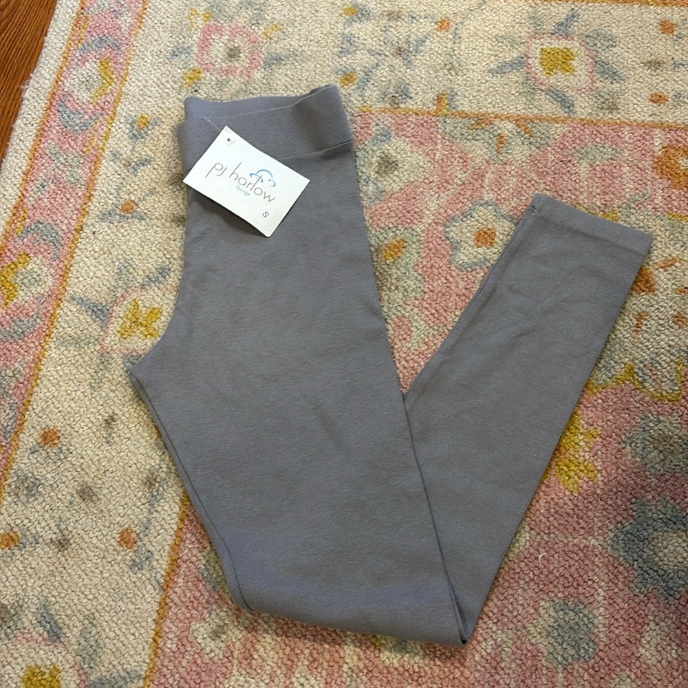 NWT PJ HARLOW Nadine Rib Knit Legging with Elastic Waistband in Dk Silver